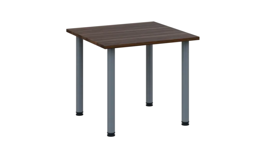 CRTR 80 jídelní stůl, kovová podnož stříbrná, deska 25 mm, 800x800 mm, ořech královský